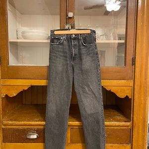 Agolde Washed Black 90’s Pinch Waist Straight Leg Jean